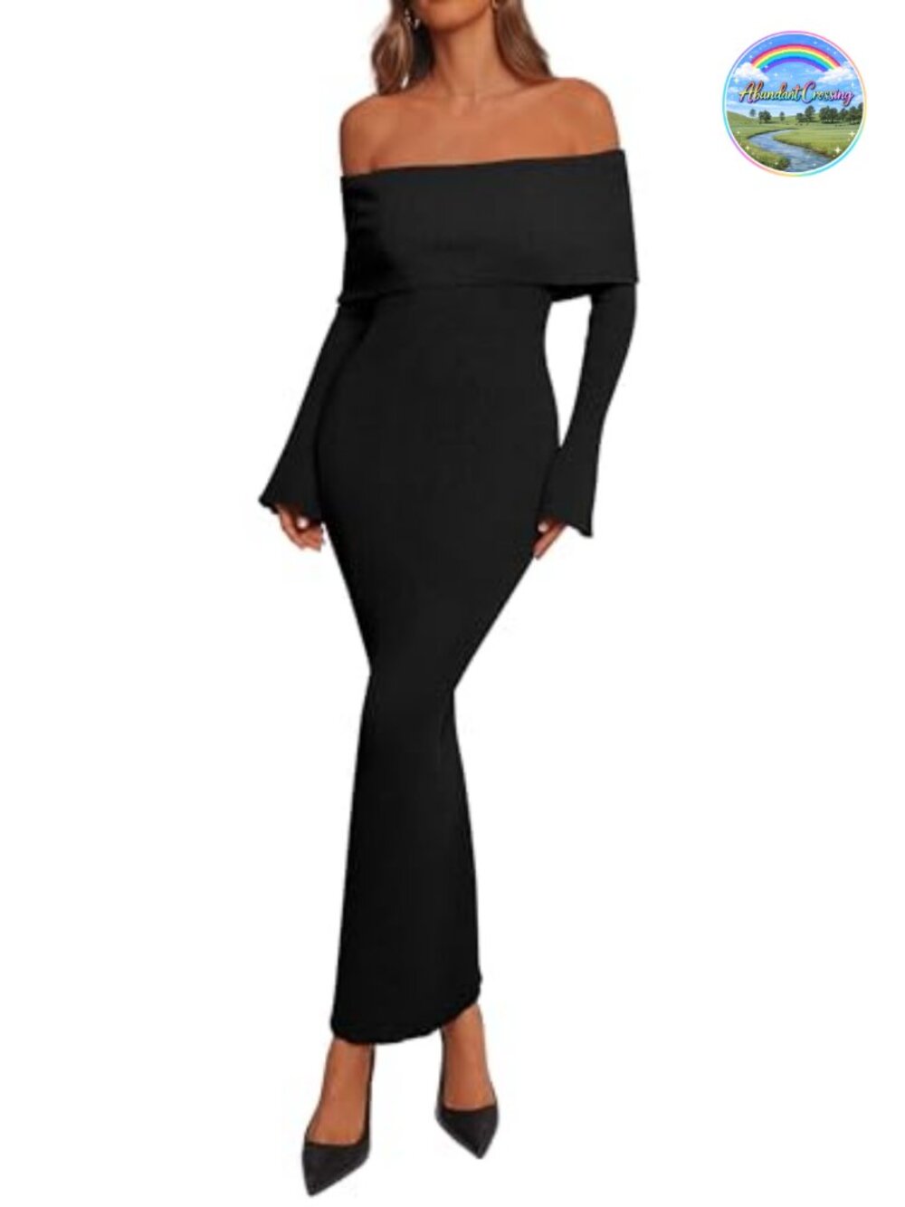 Off The Shoulder Bodycon Maxi Sweater Dress